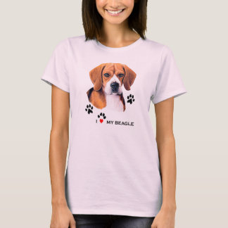 かわいいI愛私のビーグル犬のTシャツ Tシャツ