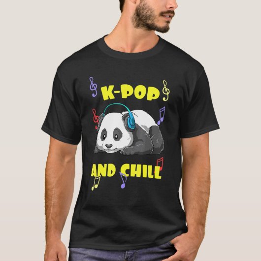 かわいいK-POPミュージックパンダ Tシャツ (正面)