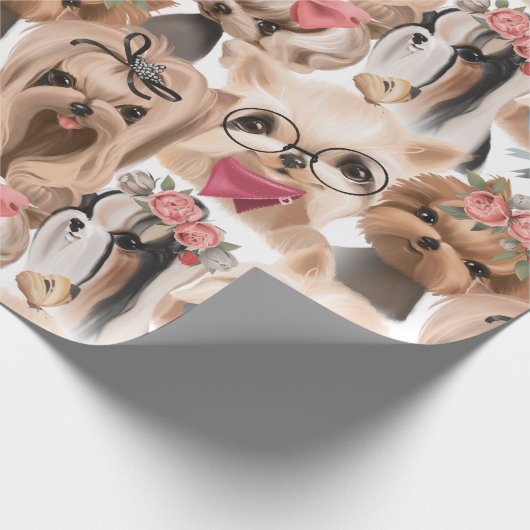 かわいいKIdsヨークシャーテリアパピー誕生日 ラッピングペーパー (角)