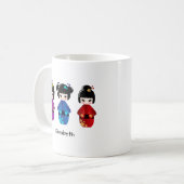 かわいいkokeshiの人形の漫画の名前 コーヒーマグカップ (正面左)