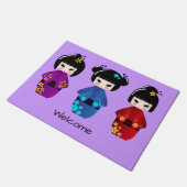 かわいいkokeshiの人形の漫画の歓迎 ドアマット (アングル)