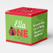 かわいいLadybugデザイン1st birthday favorites box 2" x 2" フェイバーボックス (正面サイド)