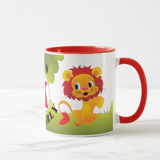 かわいいLEOライオンのカスタムモノグラムと名前 マグカップ (右)