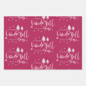 かわいいlet雪の赤メリークリスマス引用文ギフト ラッピングペーパーシート (正面3)