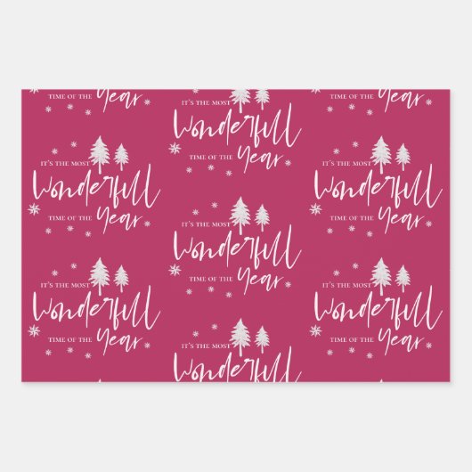 かわいいlet雪の赤メリークリスマス引用文ギフト ラッピングペーパーシート (正面3)