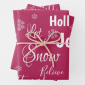 かわいいlet雪の赤メリークリスマス引用文ギフト ラッピングペーパーシート (インサイチュ)