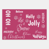 かわいいlet雪の赤メリークリスマス引用文ギフト ラッピングペーパーシート (正面)