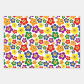 かわいいLGBTのレインボーフラワーパターン ラッピングペーパーシート (正面)