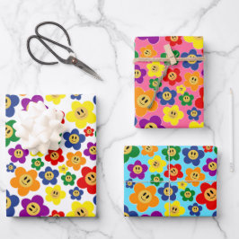 かわいいLGBTのレインボーフラワーパターン ラッピングペーパーシート