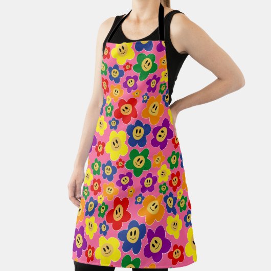 かわいいLGBTレインボーフラワーパターン – ピンク エプロン (インサイチュ)