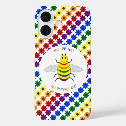 かわいいLGBT自豪レインボーハチと花 Case-Mate iPhoneケース (裏面)