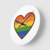 かわいいLGBTQ+プライドハート ラウンド壁時計 (傾斜)