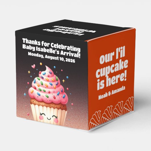 かわいいL'ilカップケーキ散策ベビーシャワーへようこそ フェイバーボックス (裏面サイド)