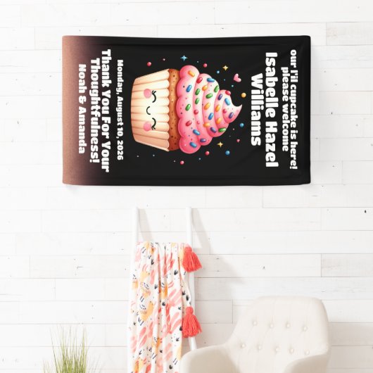 かわいいL'ilカップケーキ散策ベビーシャワーへようこそ 横断幕 (インサイチュ)