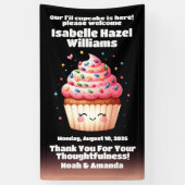 かわいいL'ilカップケーキ散策ベビーシャワーへようこそ 横断幕 (縦)