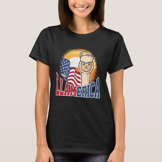 かわいいLLAMERICA愛国的男性へな女性アメリカ3 Tシャツ (正面)