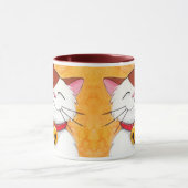 かわいいManeki Nekoの幸運な茶色のぶち猫 マグカップ (中央)