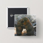 かわいいmarmotのカップルが付いているボタン 缶バッジ (正面&裏面)