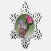 かわいいmarmot スノーフレークピューターオーナメント (右)