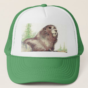 かわいいMarmot、自然、野性生物、動物 キャップ