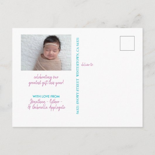 かわいいMele Kalikimakaのクリスマスのベビーの休日の写真 シーズンポストカード (裏面)