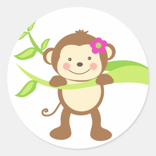 かわいいMonkey.png ラウンドシール (正面)