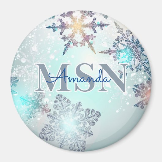 かわいいMSN卒業お名前入りブルー マグネット (正面)