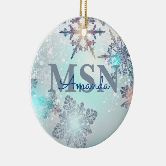 かわいいMSN卒業生パーソナライズされた名（青） セラミックオーナメント (右)