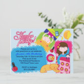 かわいいnピンクのスリーバーパーティの招待状 招待状 (スタンド正面)