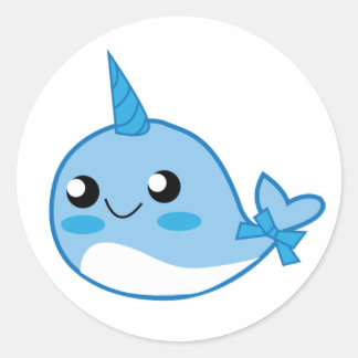 かわいいNarwalスタンプ ラウンドシール
