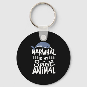 かわいいNarwhalは私の精神の動物の引用文Keychainです キーホルダー