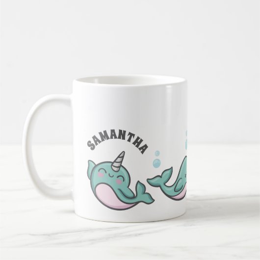 かわいいNarwhal コーヒーマグカップ (左)