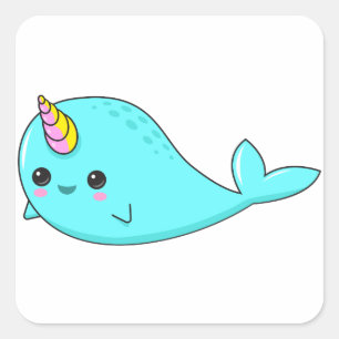 かわいいNarwhal スクエアシール