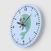 かわいいNarwhal ラージ壁時計 (傾斜)