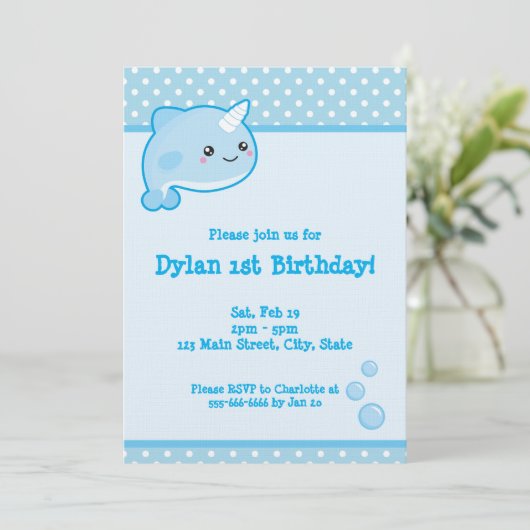 かわいいNarwhal 招待状 (スタンド正面)