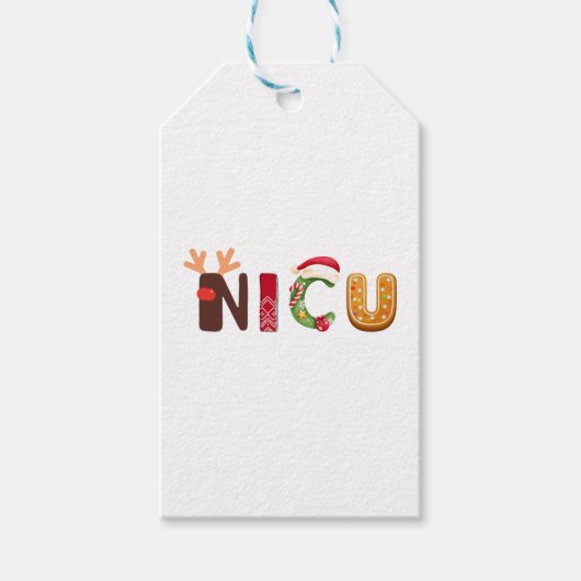 かわいいNICUクリスマスデザイン ギフトタグ (正面)