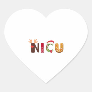 かわいいNICUクリスマスデザイン ハートシール