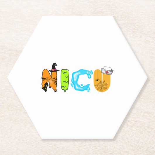 かわいいNICUハロウィーンデザイン ペーパーコースター (正面)