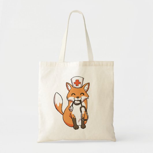 かわいいNurse Fox Stethoscope Drawing博士のトートバック トートバッグ (正面)