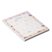 かわいいNYCパターンピンク名前をカスタムする ノートパッド (アングル)