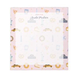 かわいいNYCパターンピンク名前をカスタムする ノートパッド