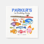 かわいいOフィッシュアルリールおもしろい行き魚魚釣り誕生日 スタンダードカクテルナプキン (正面)