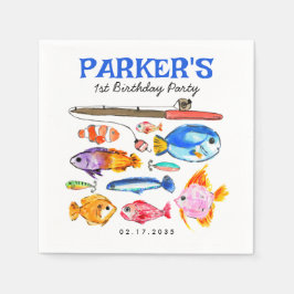 かわいいOフィッシュアルリールおもしろい行き魚魚釣り誕生日 スタンダードカクテルナプキン