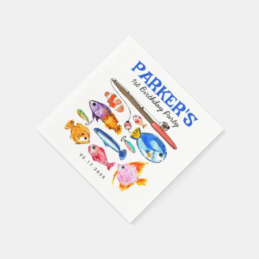 かわいいOフィッシュアルリールおもしろい行き魚魚釣り誕生日 スタンダードカクテルナプキン (角)