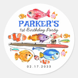 かわいいOフィッシュアルリールおもしろい行き魚魚釣り誕生日 ラウンドシール