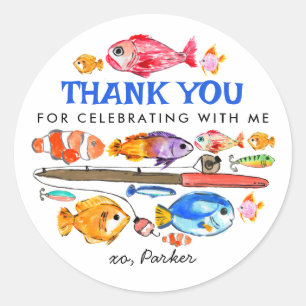 かわいいO – フィッシュアルリールおもしろい魚釣り誕生日ありがとう ラウンドシール