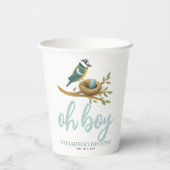 かわいいOh男の子の青い鳥の巣ベビーシャワー 紙コップ (裏面)