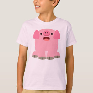 かわいいOinkingの漫画のブタの子供のTシャツ Tシャツ