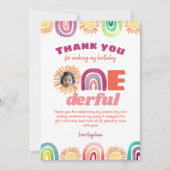 かわいいONEderfulレインボーファースト誕生日 サンキューカード (正面)