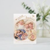 かわいいOohベビーツインフォトタン誕生のお知らせ 案内ポストカード (スタンド正面)